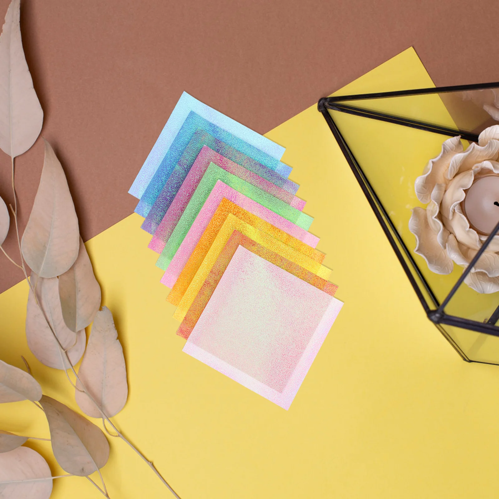 50Pcs Shimmer Folding Paper for DIY Origami Crafts Delicate Handicraft Sheets Ideal for Printing Painting Decorative Art