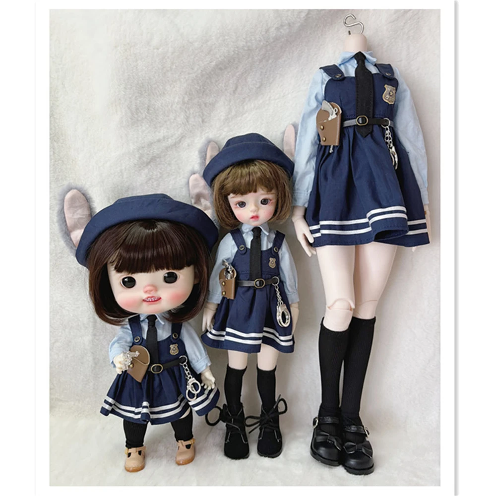 

BJD doll clothes suitable for 1/4 1/6 1/8 size cute doll clothes rabbit police officer suit doll accessories (10 points)