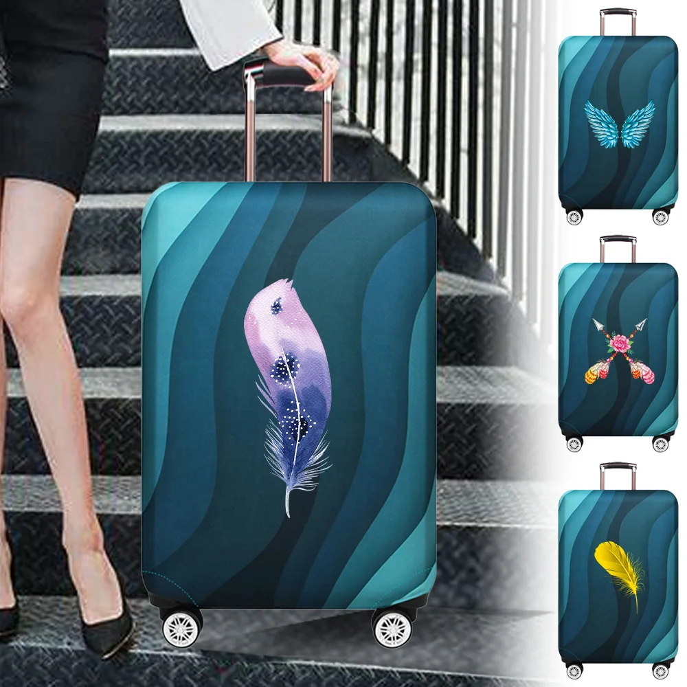 

Travel Luggage Cover Suitcase Protective Cover Printing Feather Series Dust-Proof Elastic Fabric for 18-32inch Baggage Case