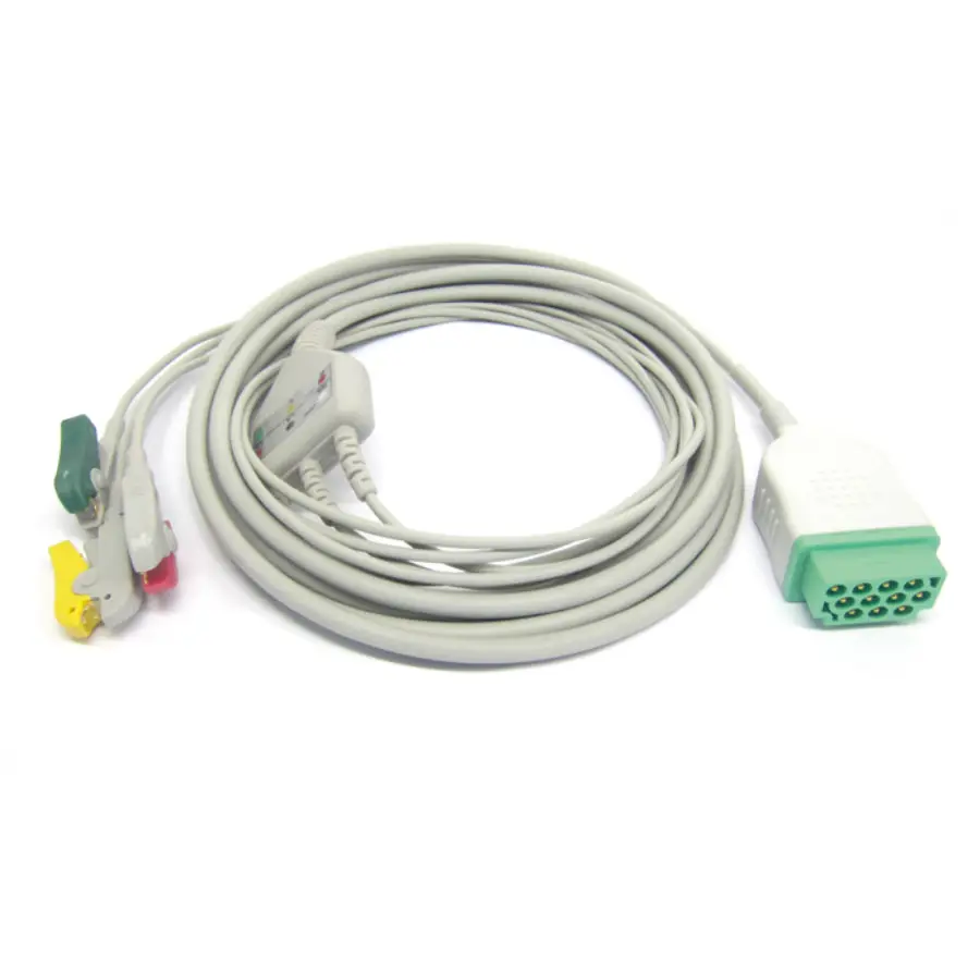 EC-106 One-piece ECG Patient Cable AHA With 3leads 5leads Snap clip For GE:DASH,SOLAR,PRO ECG Electrocardiograph Monitor