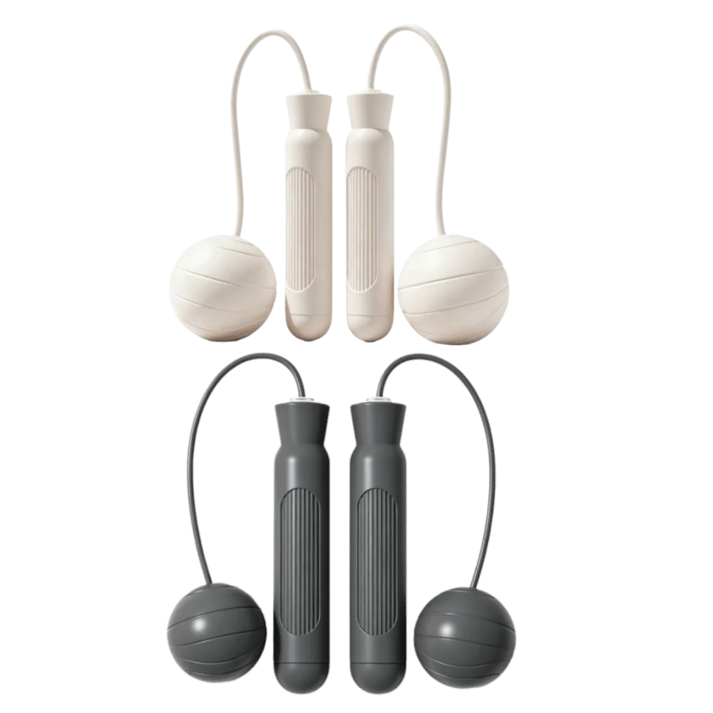 2pcs Weighted Design Ropeless Skipping Rope Portable Silent Operation Cordless Jump Rope Black Color Silent Jump Rope