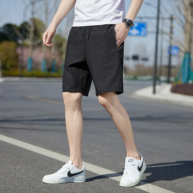 

Летние мужские шорты из ледяного шелка, быстросохнущие, повседневные, свободного кроя, тонкие, длиной до колена, спортивные, легкие, дышащие, модные