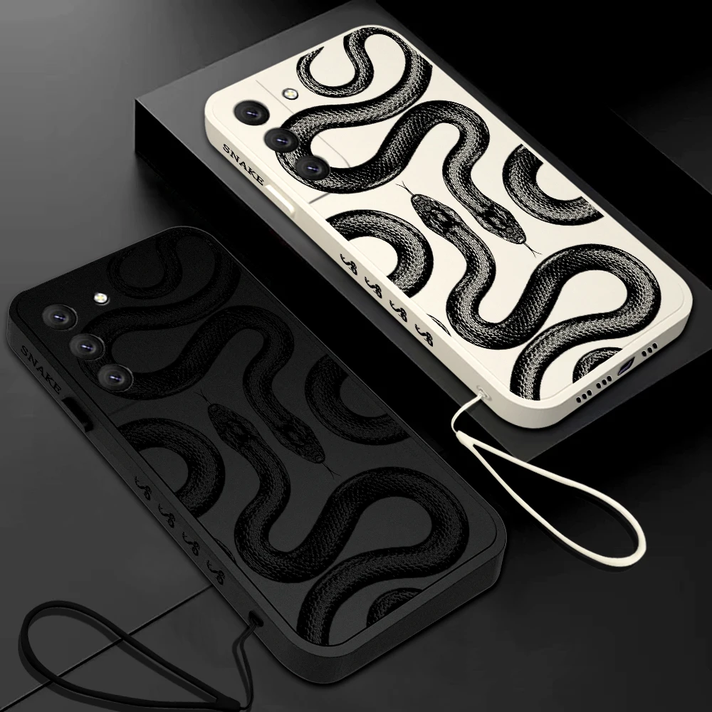 Luxury Snake Black Mamba Case For Samsung A54 A34 A73 A53 A33 A23 A14 A13 A03 A04 A04E A72 A52 A52S A32 A22 A12 A71 A51 4G 5G