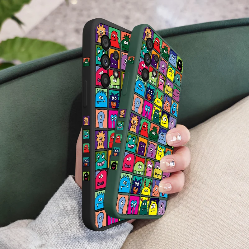Square Monster Case For Samsung Galaxy A73 A53 A33 A23 A13 A03 A72 A52 A52S A32 A22 A12 A02 A02S A71 A51 A31 A21S 4G 5G Cover