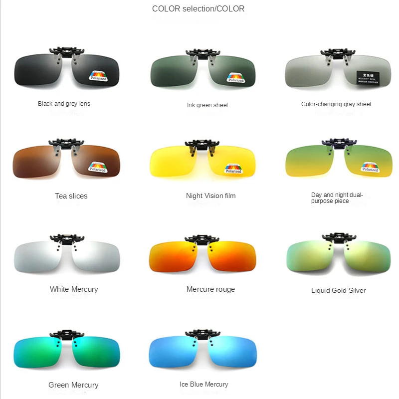 Polarized Clip Sunglasses Myopia Glasses Clip Driver Fishing Night Vision Myopia Clip-on Sun Shading Eyeglasses