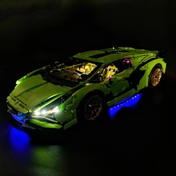 BYB LED Light Kit For 42115 Lamborghini SIAN FKP Building Blocks Decorative Lamp Remote Control Not Include Lego Building Blocks