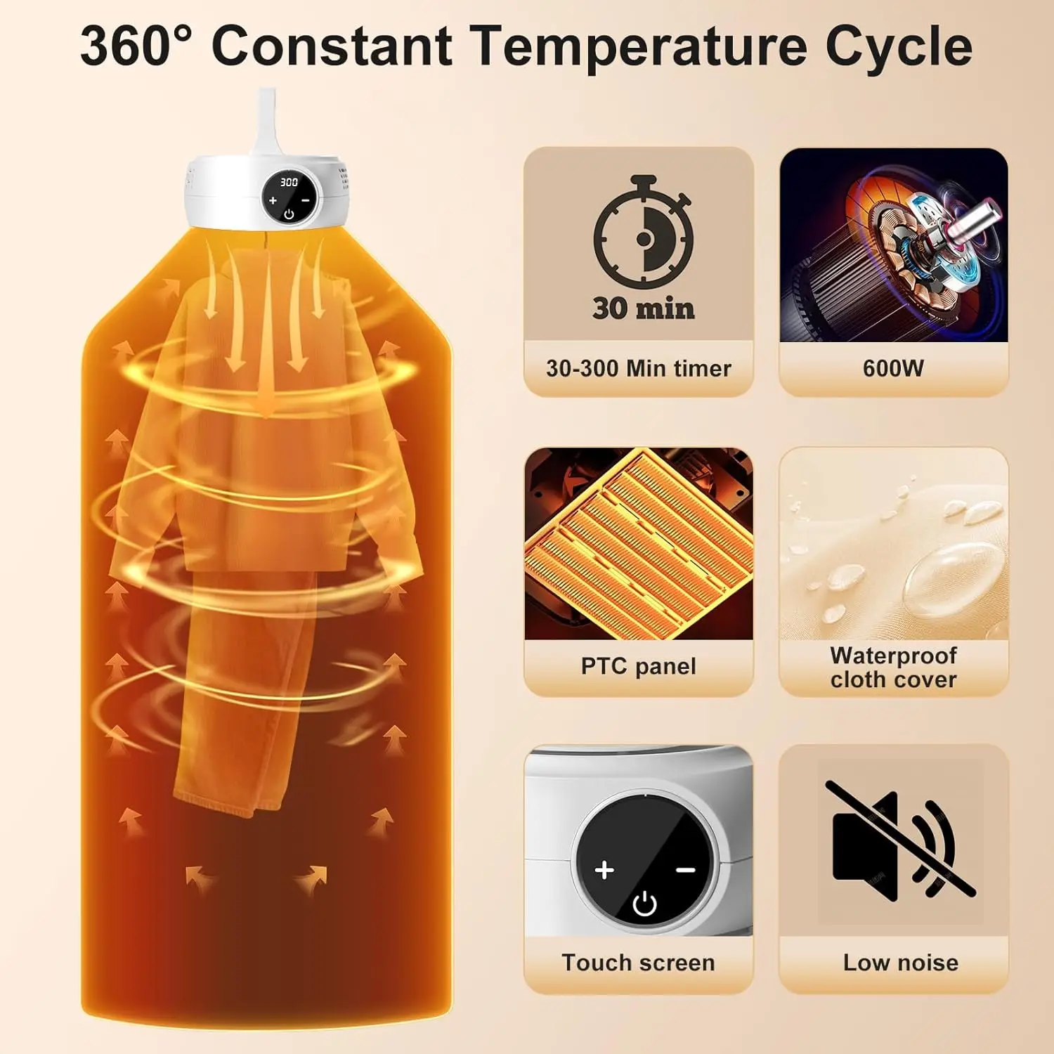 Secadora de Ropa Portátil, Mini Secadora Ligera para Secar Ropa Rápidamente en Apartamentos, Autocaravanas, Hoteles y Viajes