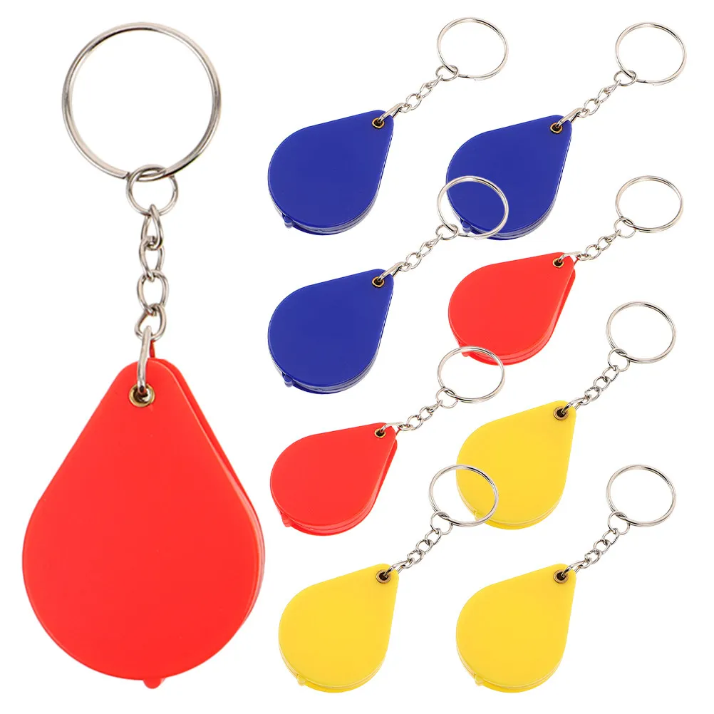 9Pcs Portable Mini Folding Magnifying Glass Keychain Handheld Pocket Magnifier for Jewelry Reading Travel Maps Newspapers