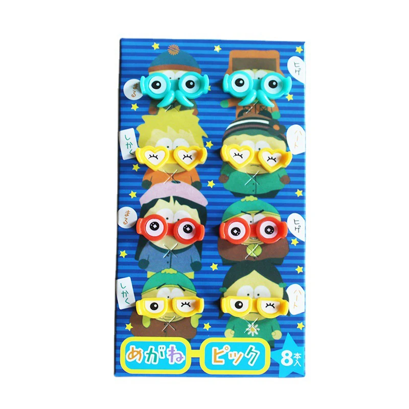 8pcs Cartoon Glasses Fruit Fork Mini Cartoon Children Snack Cake Dessert Toothpick Bento Lunches Party Decoration