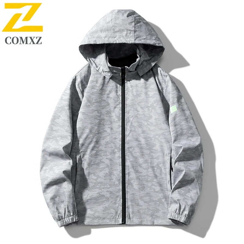 

Камуфляжная мужская повседневная куртка, весенне-осенняя модная универсальная ветрозащитная дышащая куртка с капюшоном, уличная походная куртка