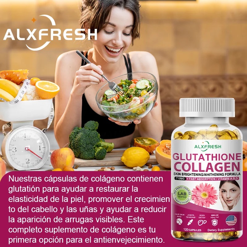 Alexfresh Hydrolyzed Collagen Glutathione Biotin Capsules with Vitamins | Non-GMO Vegan Gluten-Free |Dietary Supplement