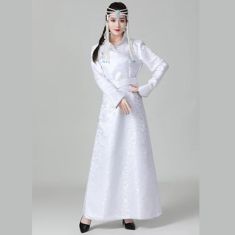 Vêtements mongols de style ethnique pour femmes, robe de bienvenue longue, col montant, performance, ensemble 1 pièce, 03/Wear, nouveau