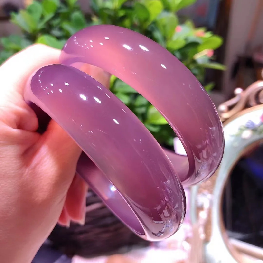 

Latest High Ice Bangle Natural Agate Chalcedony Bracelet Wearing Imperial Purple Jewelry Accessories