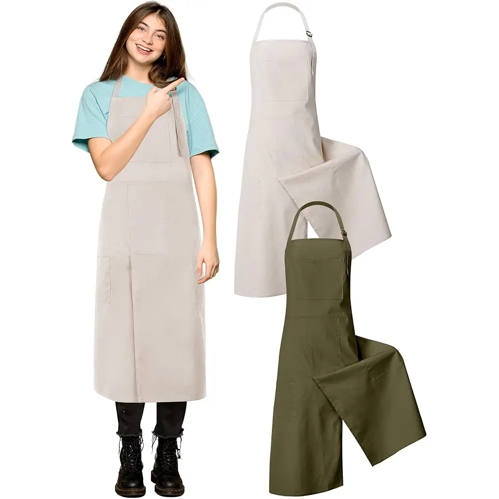 

2 Pcs Pottery Aprons Split Leg Adjustable Ceramics Apron with 3 Pockets Pottery Supplies for Adults Ceramic Lovers(Sage Green