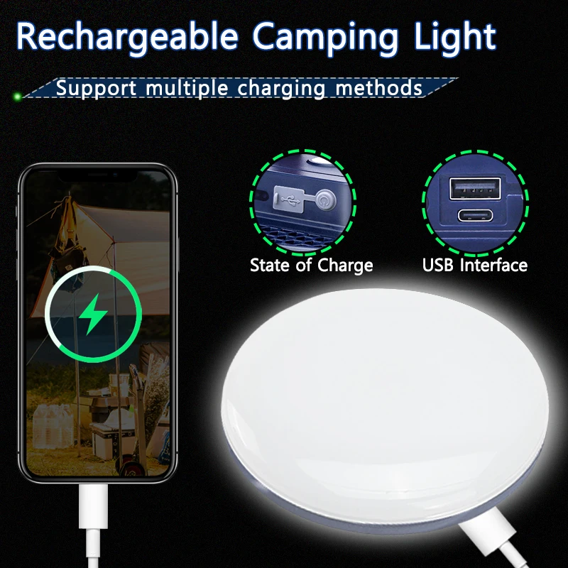 Luz LED recargable para tienda de campaña, linterna portátil de emergencia para mercado nocturno, Bombilla para acampar al aire libre, lámpara para