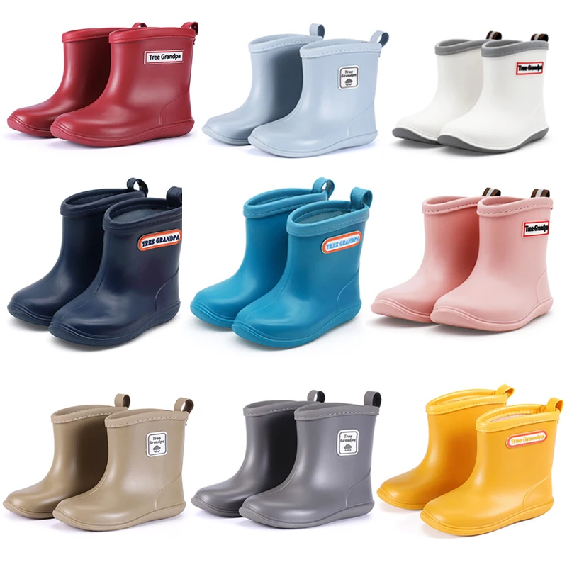 

New Fashion Children's Rain Boots For Boys Girls Waterproof Non Slip Soft PVC Rubber Water Shoes Toddler Kids Mid-Calf Rainboots