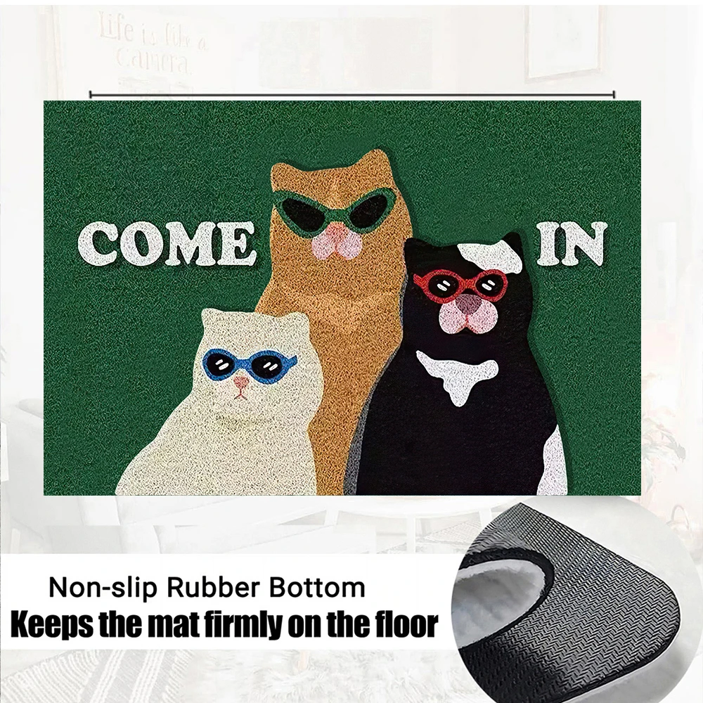 Funny Cats With Sunglasses Come In Doormat,Anti-slip Rubber Floor Mats, Ins Style Porch Rug,Door Mat for Kids,Home Decor Carpet