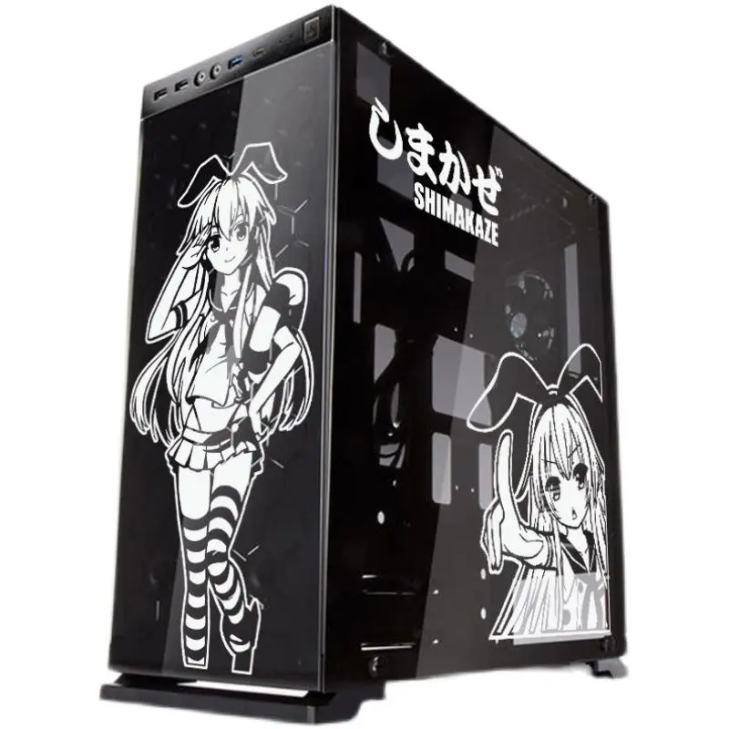 Kantai Collection shimakaze Anime Stickers for PC Case Cartoon Deocr Decals for Computer Chassis Skin Waterproof Easy Removable