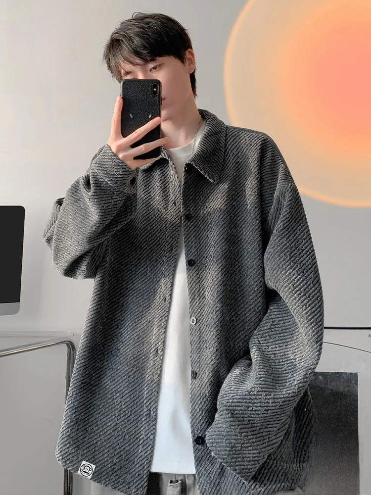 

PaulFrank Retro Collar Jaet Men's Casual Stripe Outerwear Autumn Season Faion Brand Monkey Face Design Long Sve Coat