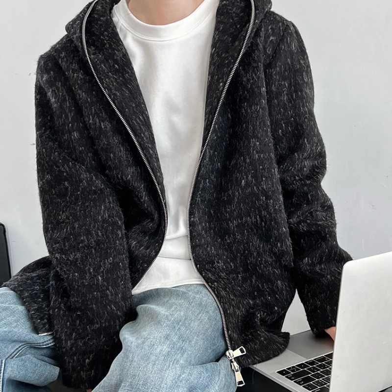 

Zipper Hooded Mohair Woolen Coat Women's Loose Cotton Jacket in Autumn and Winter of 2025