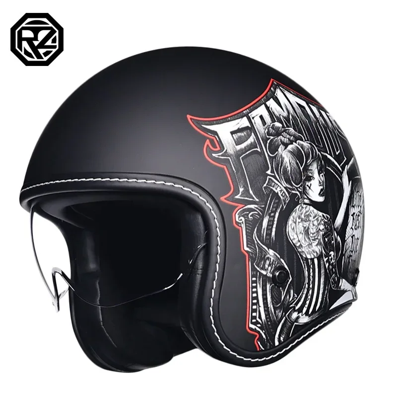 

ORZ 3/4 Open Face Helmet Retro Style Half Face Motorcycle Helmet Locomotive Safety Windmirror Flash 300 3c Casco Capacete Moto