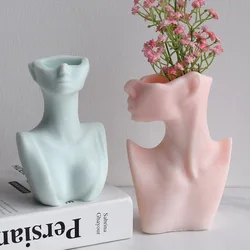 Size Half Body Silicone Flowerpot Mold Succulent Plants Cement Vase Resin Silicone Mold Hydroponic Vase Gypsum Concrete Mold