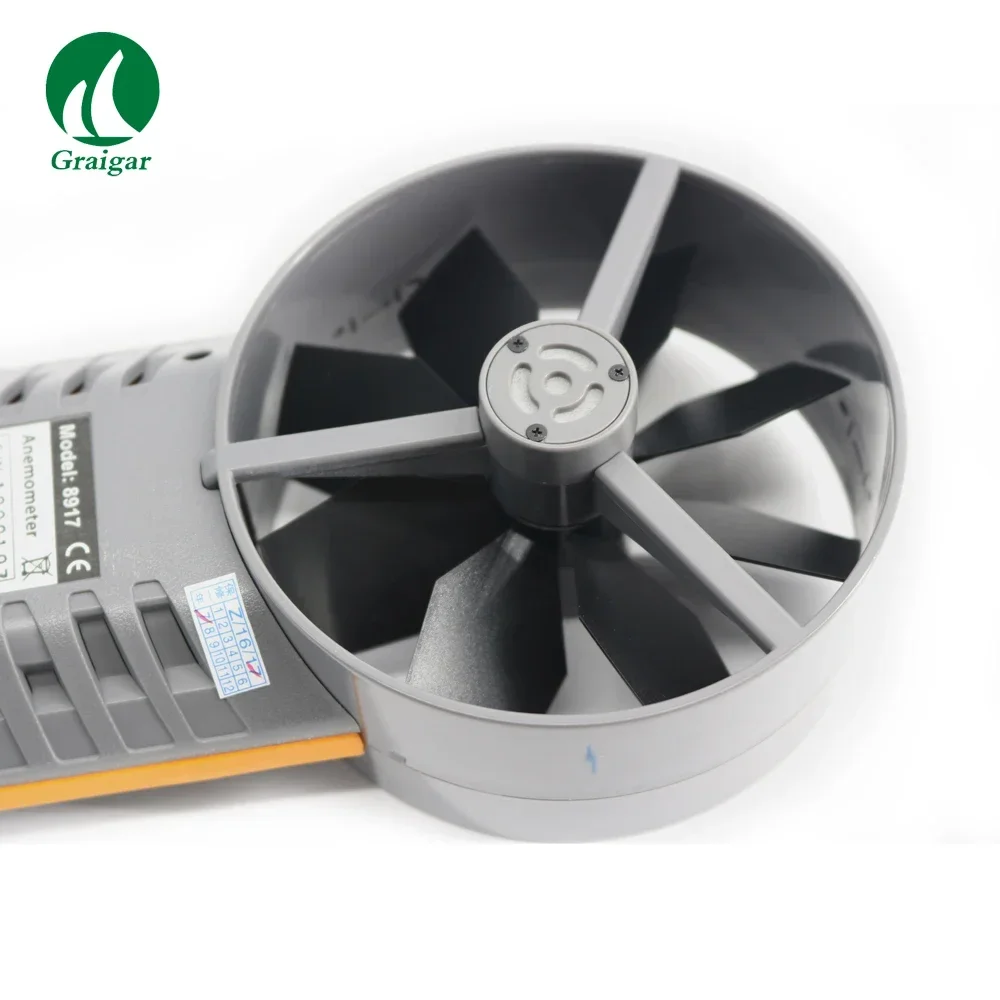 AZ8917 مقياس شدة الريح الرقمي لقياس سرعة الهواء والحجم ودرجة الحرارة والرطوبة ونقطة الندى ودرجة حرارة المصباح الرطب AZ 8917