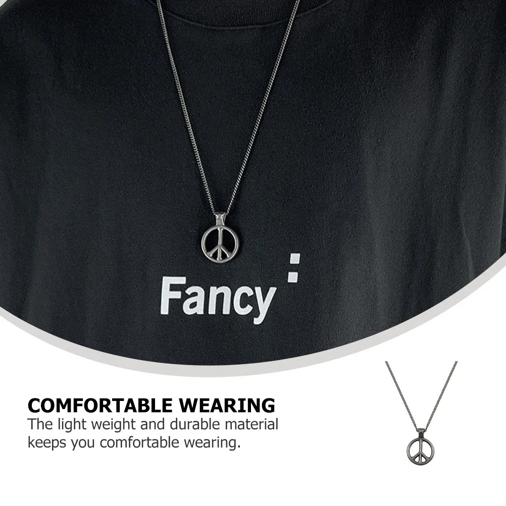 

1pc Peace Sign Necklace Retro Vintage Jewelry Gift Graduation Party Decorative Titanium Steel Anti-War Neck Chain Durable