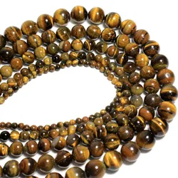 Tiger Eye Loose Beads Natural Gemstone Smooth Round Spacer Bead for Jewelry Making Тигровый глаз