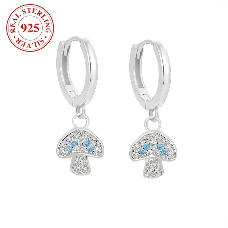 

925 sterling silver micro-set zirconia mushroom women's earrings hypoallergenic simple earrings for women delicate jewelry