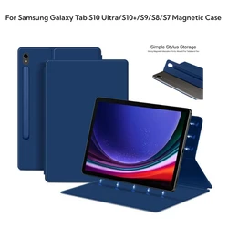Case For Samsung Galaxy Tab S10 Ultra 14.6 S10+ Plus S9 S8 Plus S7 FE 12.4 11 inch Magnetic Case PU Folding Stand Cover fundas