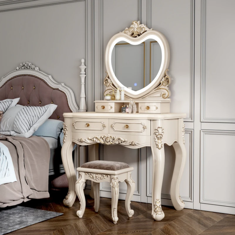 

Wood Nordic Dresser Drawers Luxury Desings Modern European Dressing Table Mirror Aesthetic Coiffeuse De Chambre Furniture