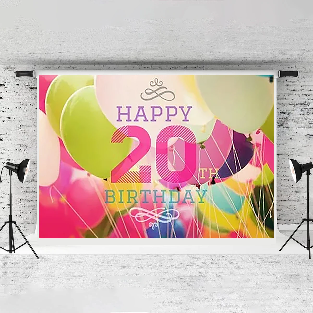 Happy 20th Birthday Party Arty Backdrop Simple Style Photography Twenty Years Old Decoration Welcome Banner Adults Family Photo