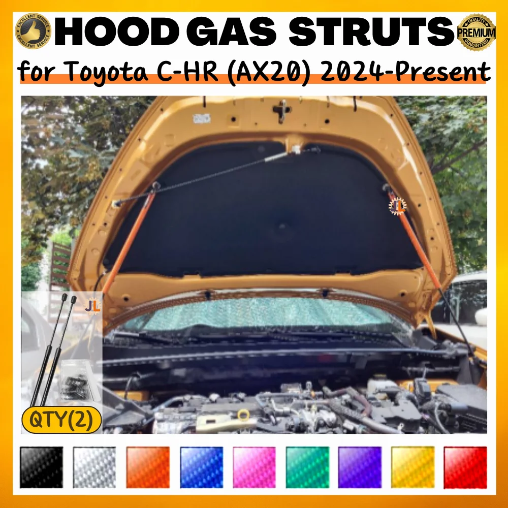 

Qty(2) Hood Struts for Toyota C-HR (AX20) 2024-Present Front Bonnet Modify Gas Springs Shock Absorber Lift Supports Dampers
