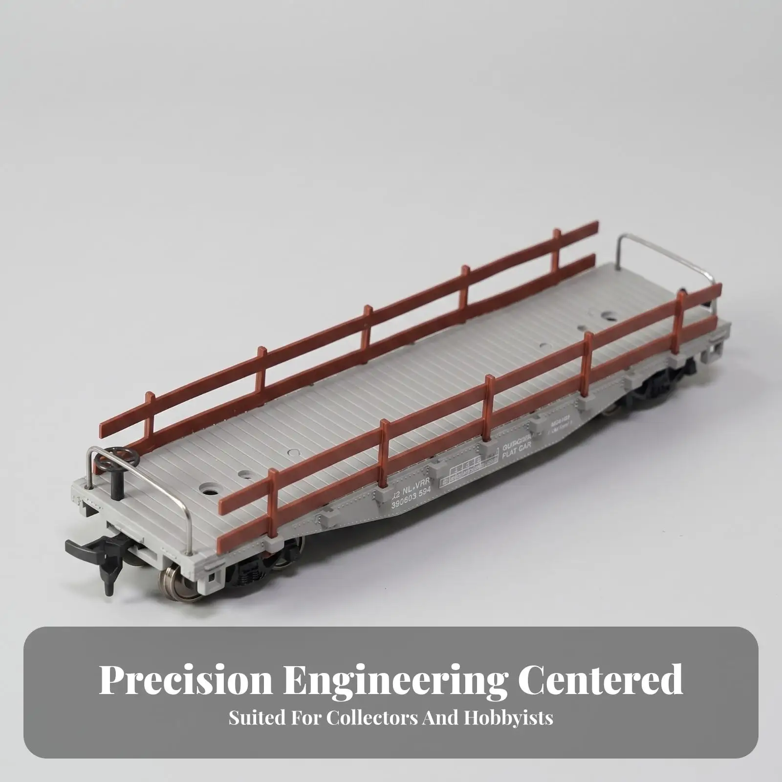 Detailed HO Scale Freight Car with Brown Railings and Gray Underframe for Hobby Diorama Railway Transport Replica