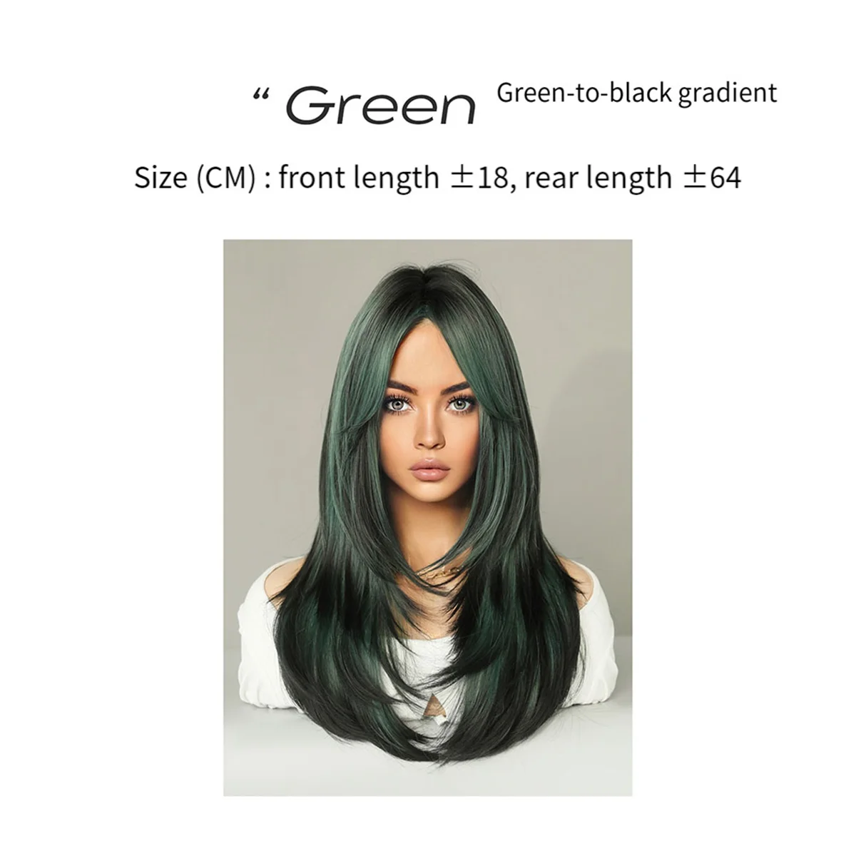 AT53 64cm European and American Simulation Wig Female Long Hair Center Parted Full Set Long Hair Female Set Wig,F