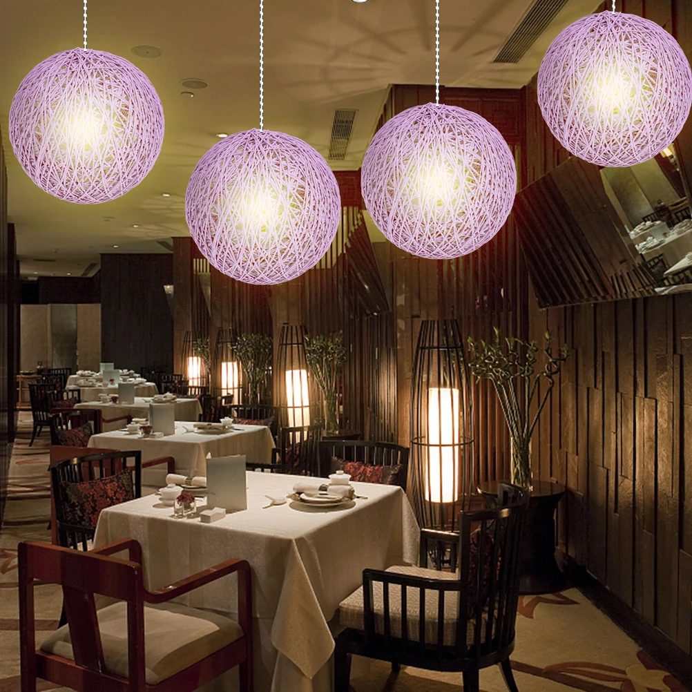 

Rattan Lamp Shade Round Hanging Light Cover Durable Paper Shades Suitable Wall Ceiling Bedside Lamps Warm Atmosphere Lighting