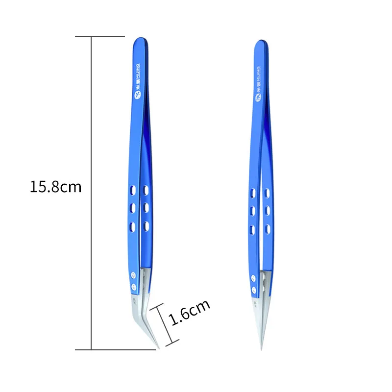 Anti-Static Insulation Stable Ceramic Stainless Steel Straight Curved Tip Tweezers for Hold Flying Wires soldering Repair Tools