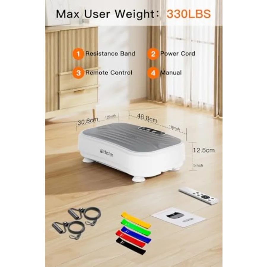 Vibration Plate Exercise Machine for home gym use ABS plastic body in black 330 lbs capacity with lymphatic drainage and weight