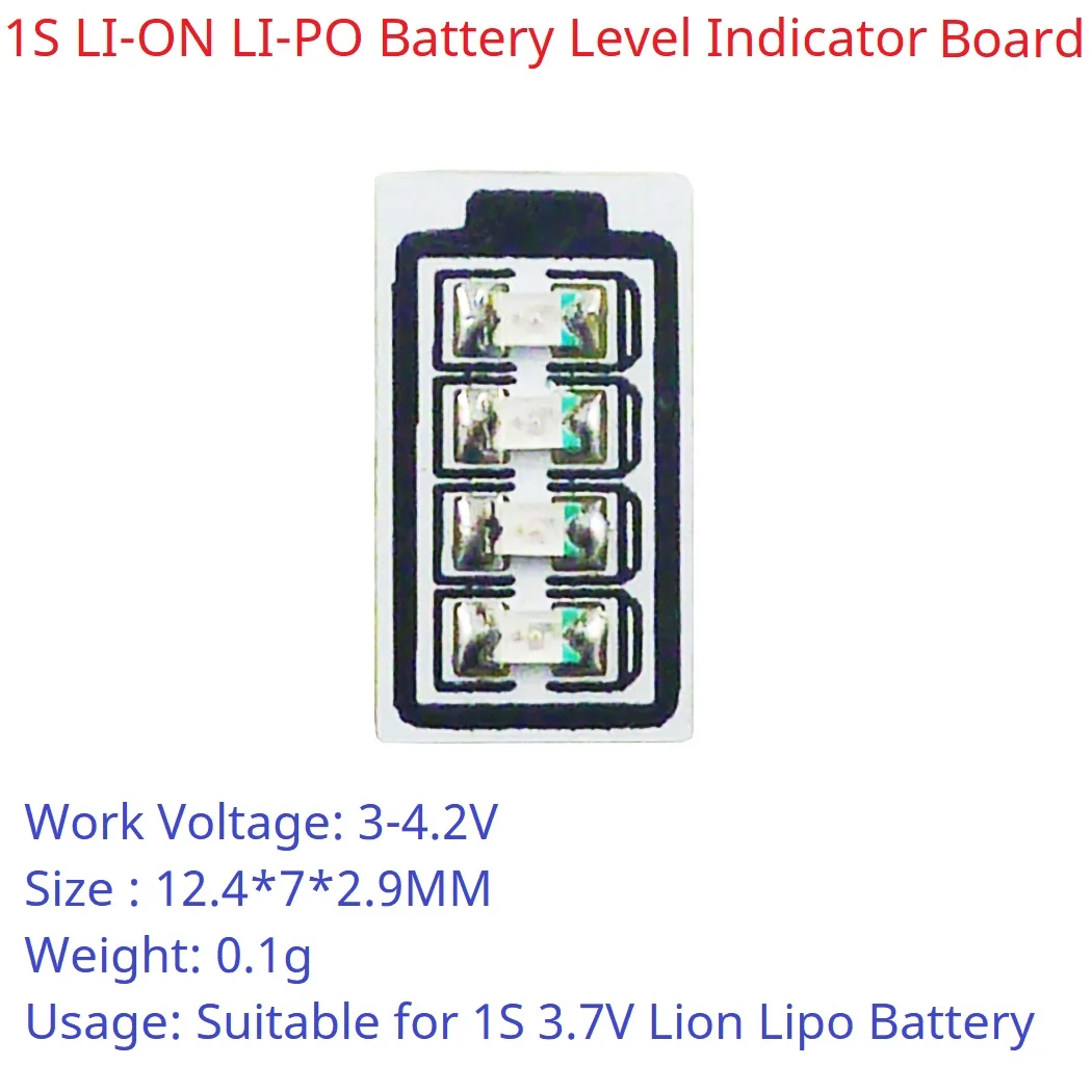 1-Cell LI-ON LI-PO Battery Power Voltage Indicator LED P/V Detection Module Mini 3.7V 4.2V 18650 26650 4680 Charge Discharge