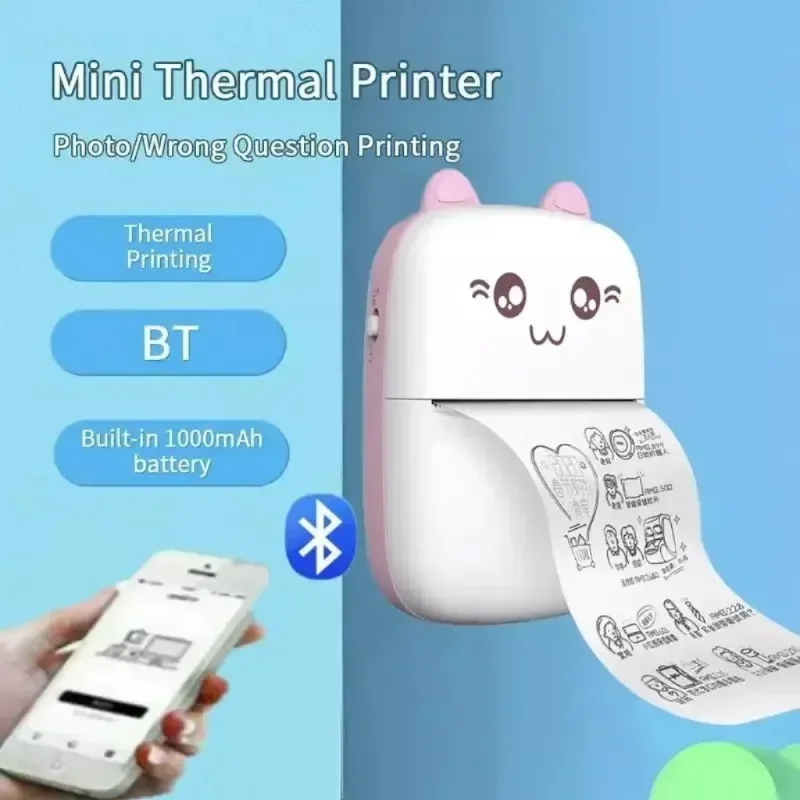 Mini Printer Portable Label Printer Sticker Wireless Inkless Self-adhesive Thermal Printer