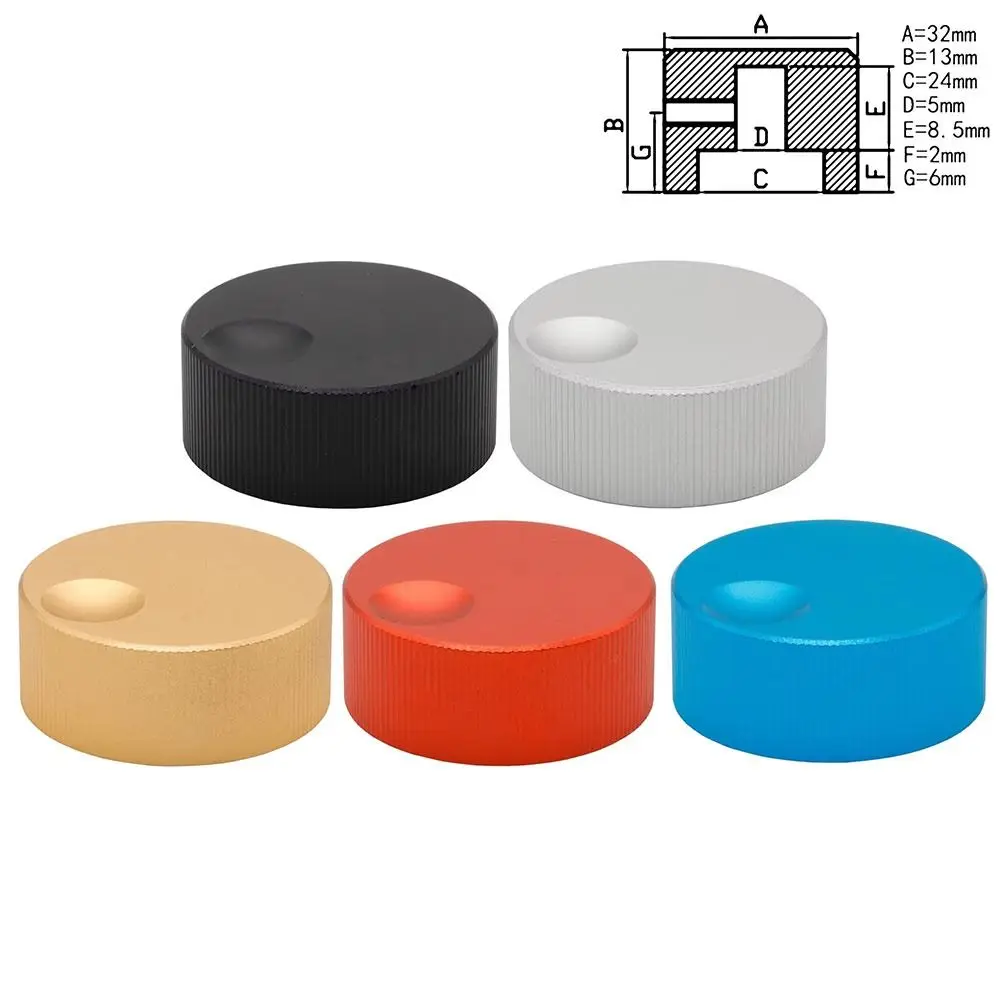 1Pcs 32x13mm Audio Volume Control Knob Aluminum Alloy CNC Machined Potentiometer Knob Inner Hexagon Set Screw 6mm Shaft Hole
