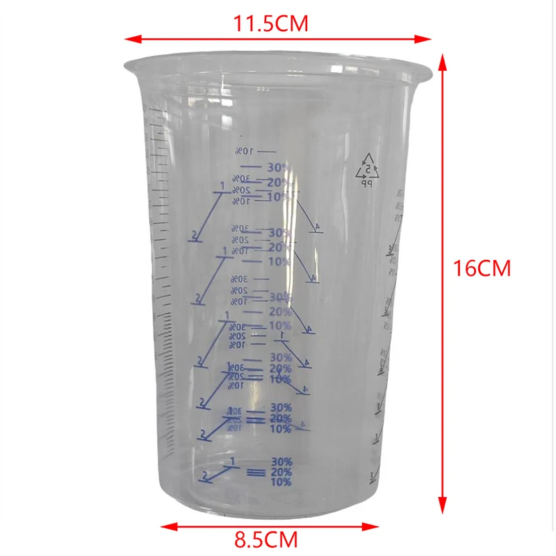 10PCS Spray Disposable Measuring Cups 1000ml Clear Graduated Plastic Paint Mixing Cups DIY Accessories