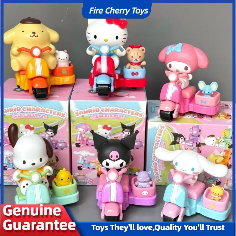 

Оригинальные персонажи Sanrio, глухая коробка, милая коллекция кукол, мини-фигурки для езды на мотоцикле, настольное украшение, модный модный подарок