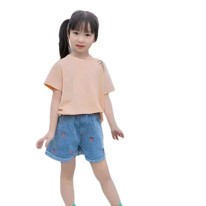 1pcs Girls Shorts Kids Denim Pants Casual Jeans Children Cartoon Printed Clothing Teenagers Short Trousers Kids Infant Bottoms