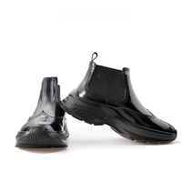 Genuine Leather High Top Boots Men Casual Thick Sole Shoes Platform Belt Buckle Chelsea Ankle Boots Youth