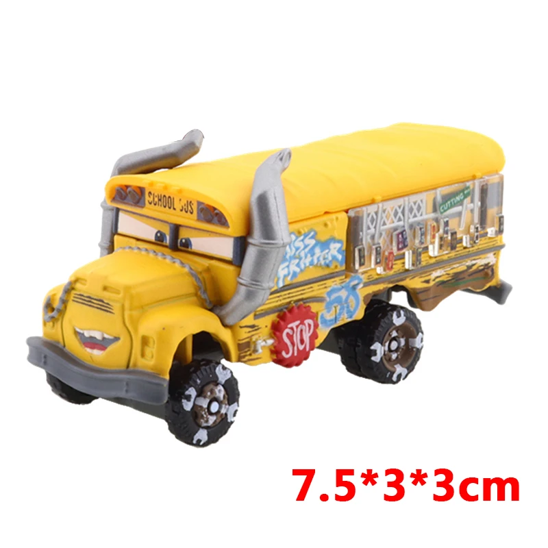 Disney Pixar Cars 2 3 Lightning Mcqueen Miss Fritter Mater, modelo de coche de Metal 1:55, vehículo fundido a presión, juguete para niños, regalo de