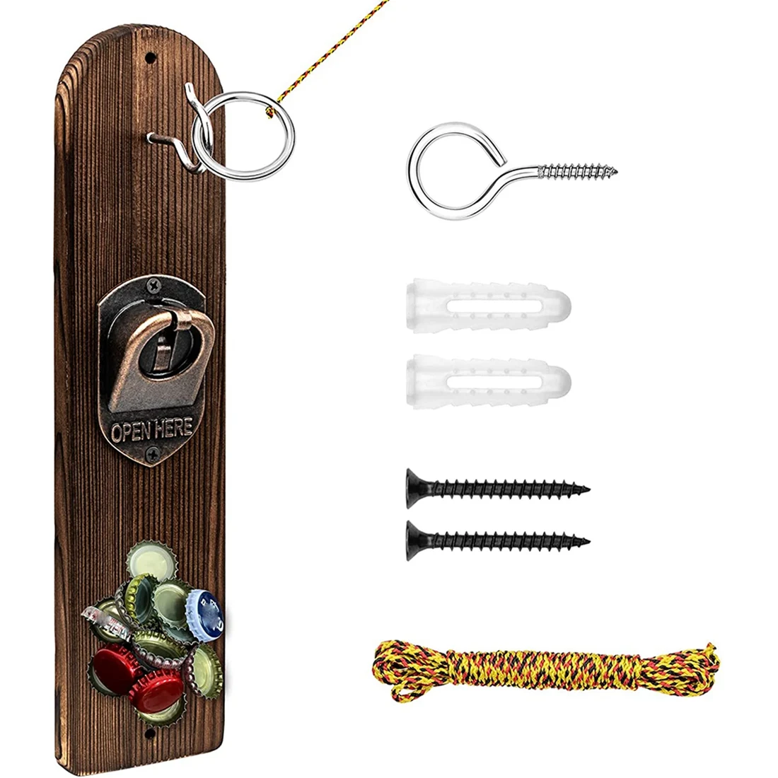 Hook and Ring Game, Ring Game with Magnet Bottle Opener Wall Mounted for Adult and Kid, Hook and Ring Toss Game