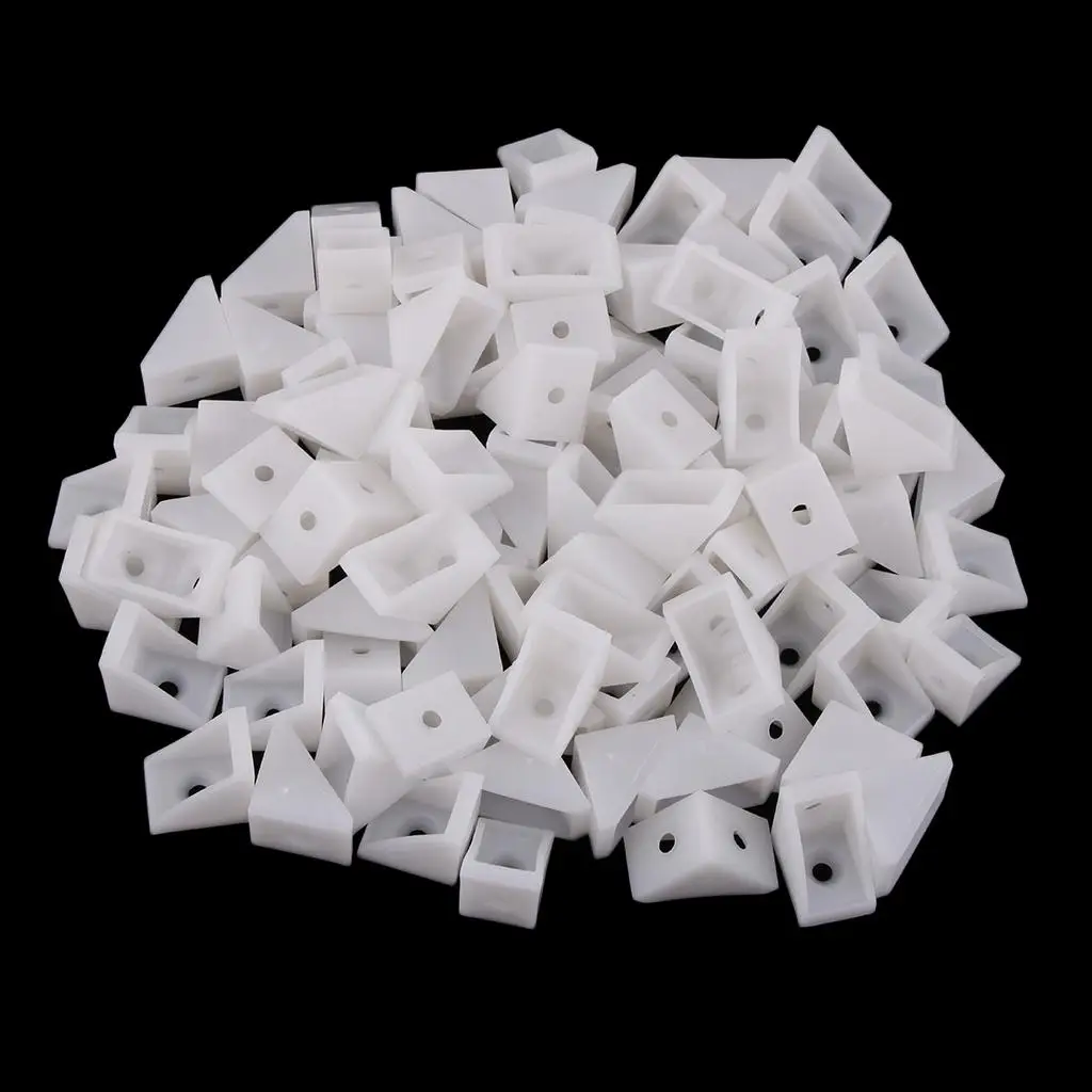 100 Pcs White Corner Brace Joint Angle Bracket Shelf Bracket
