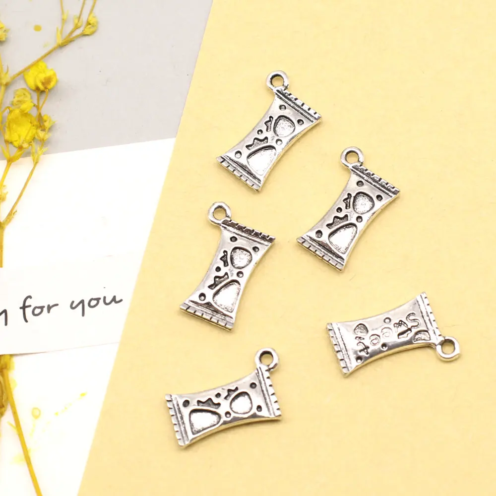 10pcs 10x17mm Candy Charms Vintage Pendant Crafts Accessories Jewellery Making Supplies Antique Silver Color